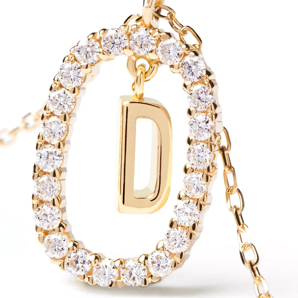 Moissanite Letter D Dangle Pendant Necklace