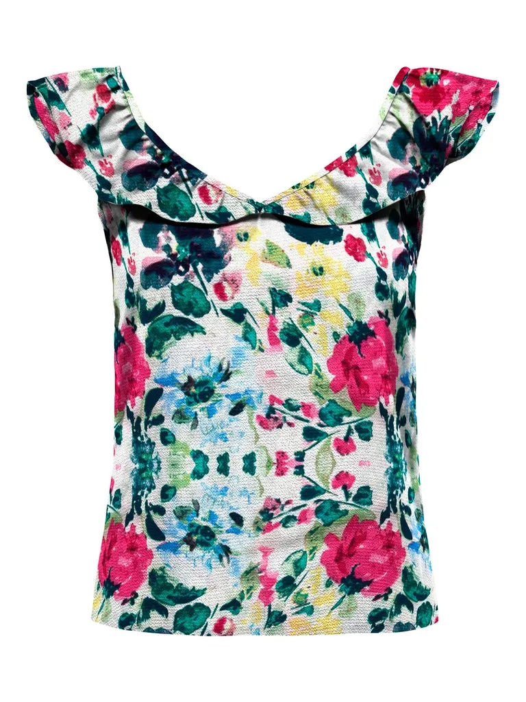 Nova Lux Sleeveless Frill Top - Printed