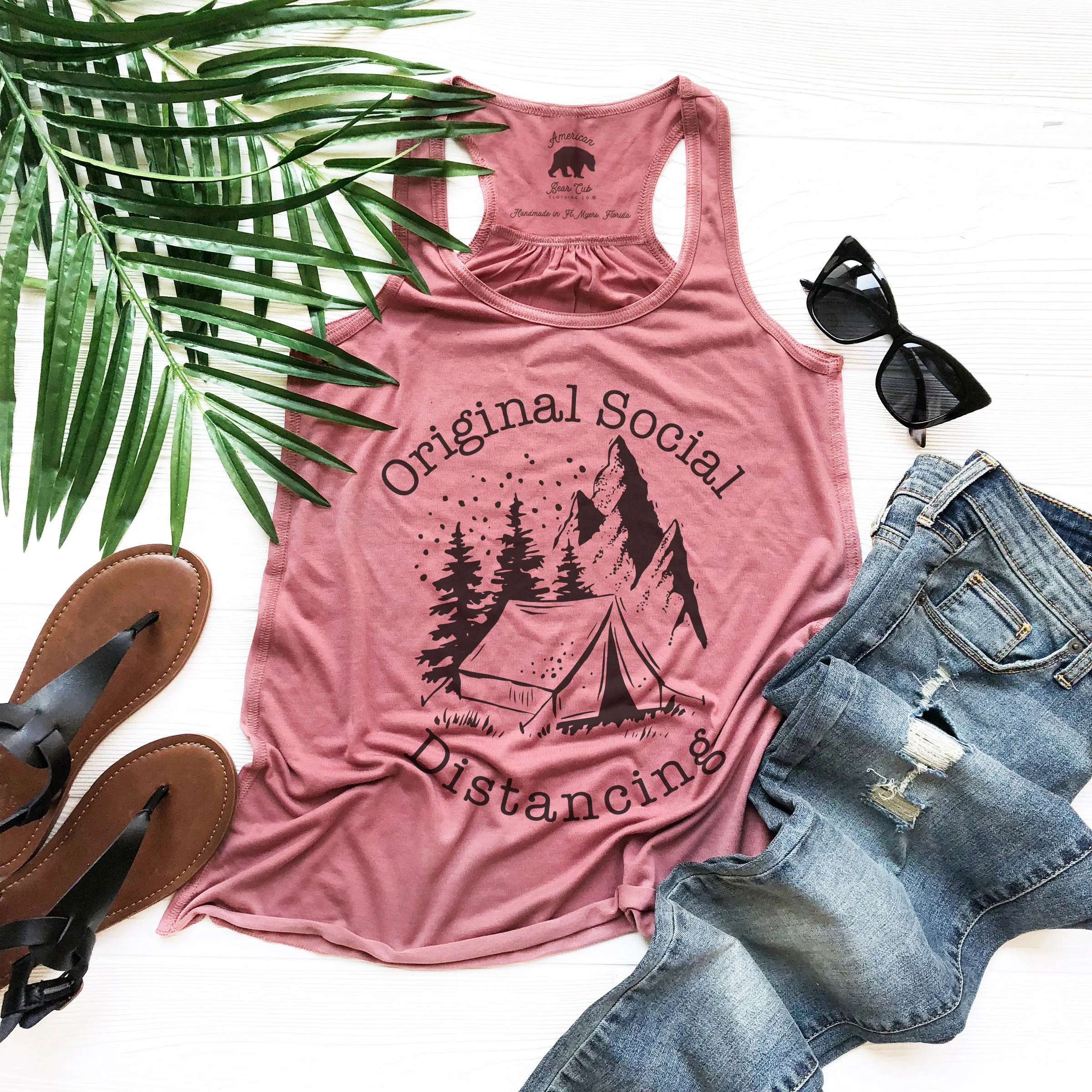 Original Social Distancing flowy racerback tank tops