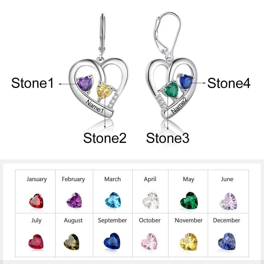 Personalized Engraved Name Heart-Shaped Hoop Earrings for Women