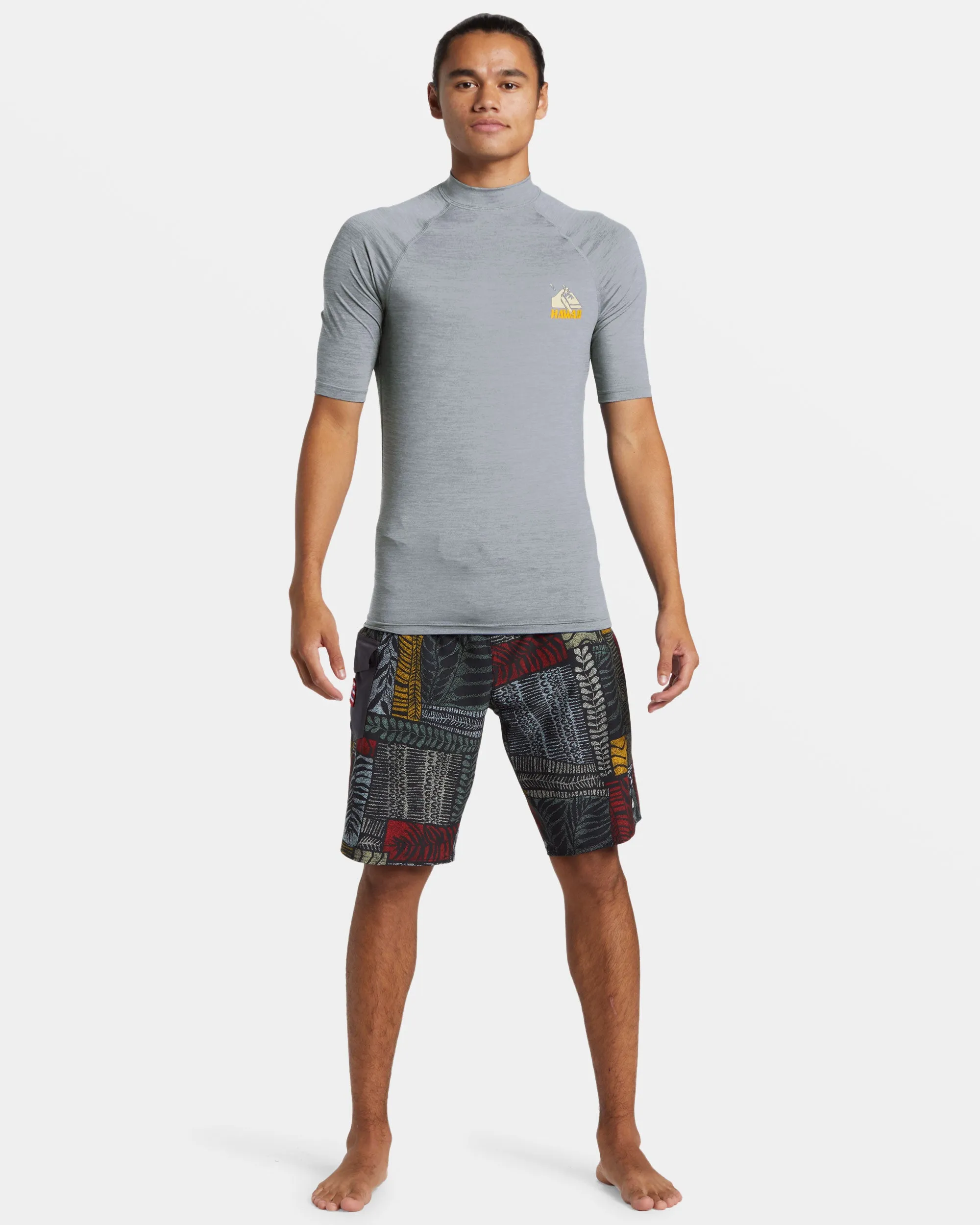 Petroglyph UPF50 Short Sleeve Rashguard - Quarry Heather