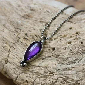 Purple Amethyst Sweetheart Pendant - Purple Amethyst Necklace - .925 Sterling Silver - Silversmith