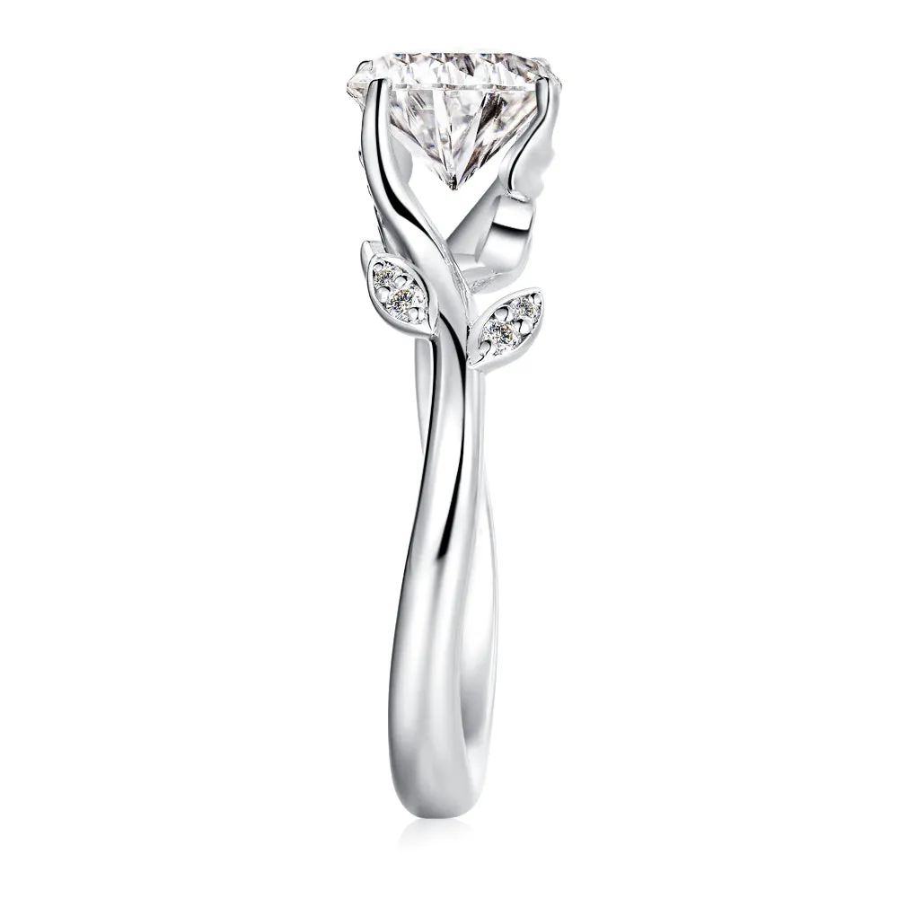 "Leafy Promise Green Protector" Moissanite Engagement Ring