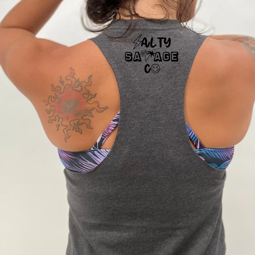 Salty Savage Ladies "ABC" Flowy Racerback Crop Tank