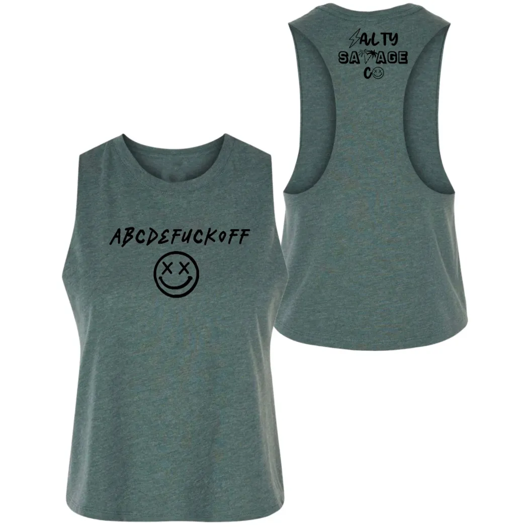 Salty Savage Ladies "ABC" Flowy Racerback Crop Tank