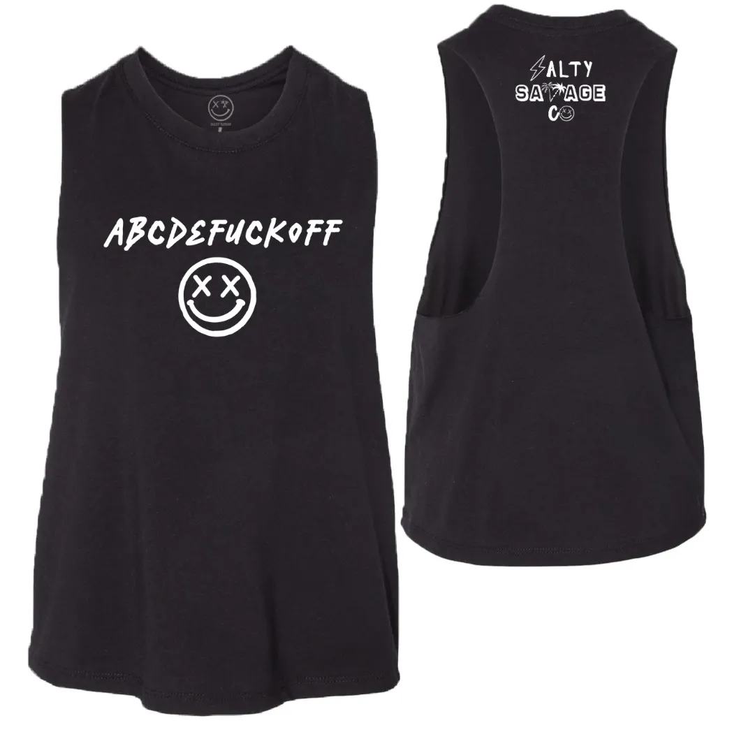 Salty Savage Ladies "ABC" Flowy Racerback Crop Tank