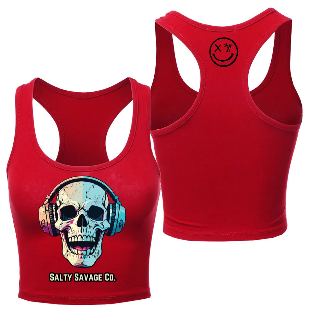 Salty Savage Ladies "Dead Beats" Racerback Crop Tank