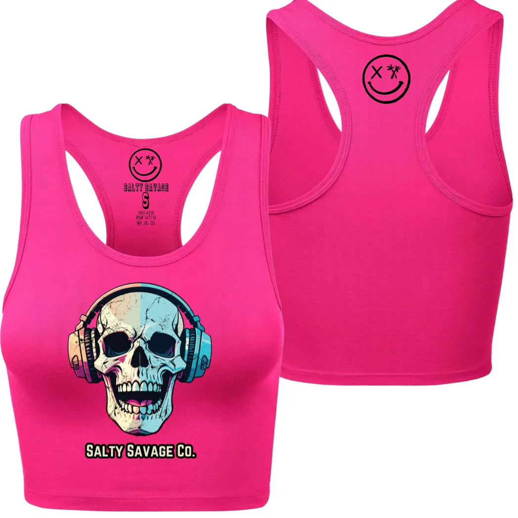 Salty Savage Ladies "Dead Beats" Racerback Crop Tank