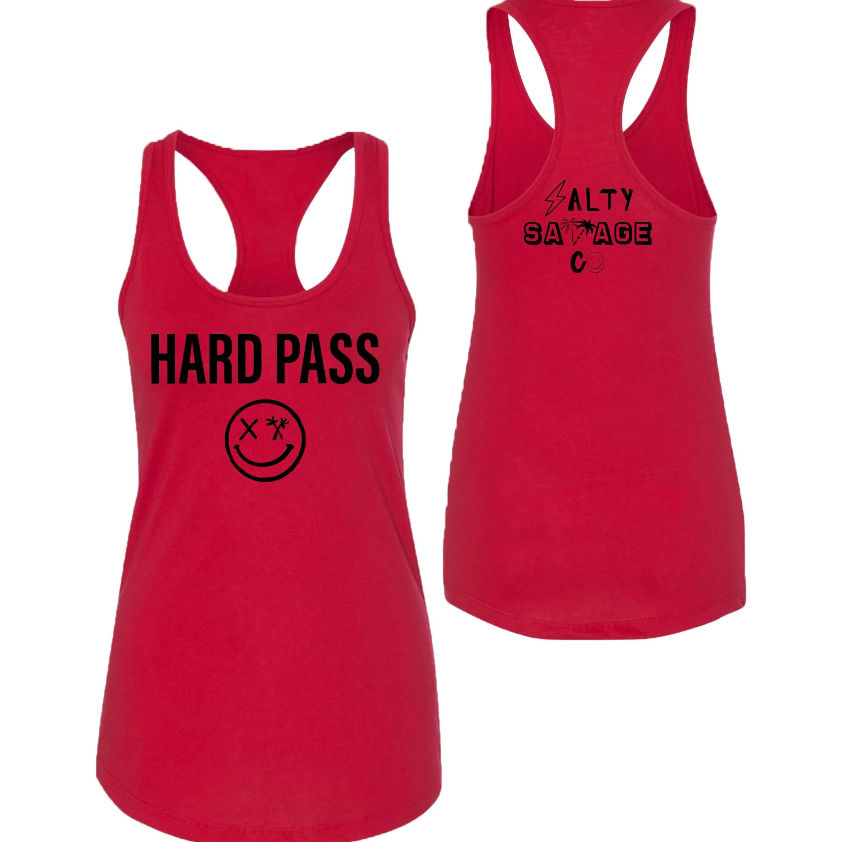 Salty Savage Ladies "HARD PASS" Racerback Tank