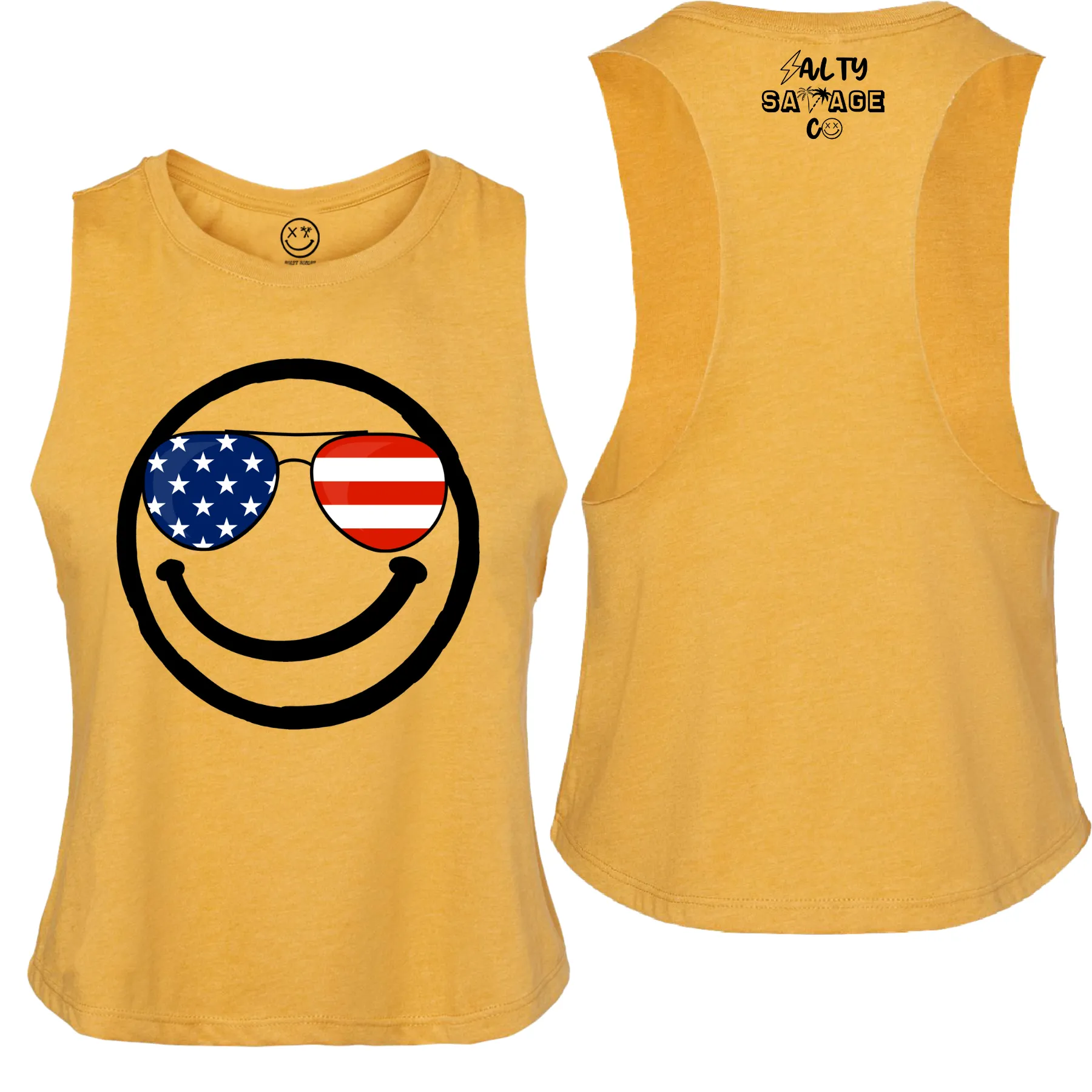 Salty Savage Ladies "MERICA" Flowy Racerback Crop Tank