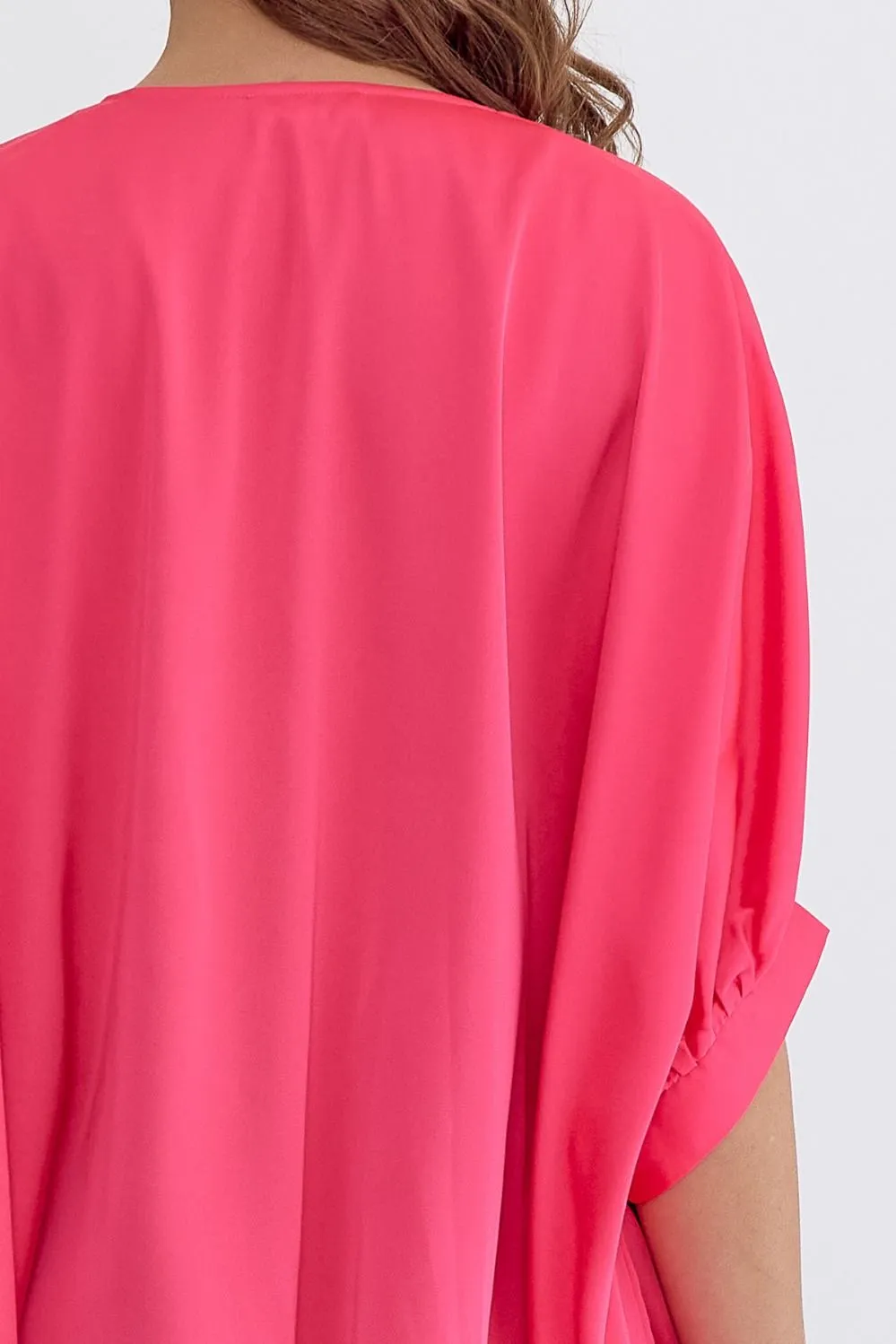 Satin V-Neck 1/2 Sleeve Top