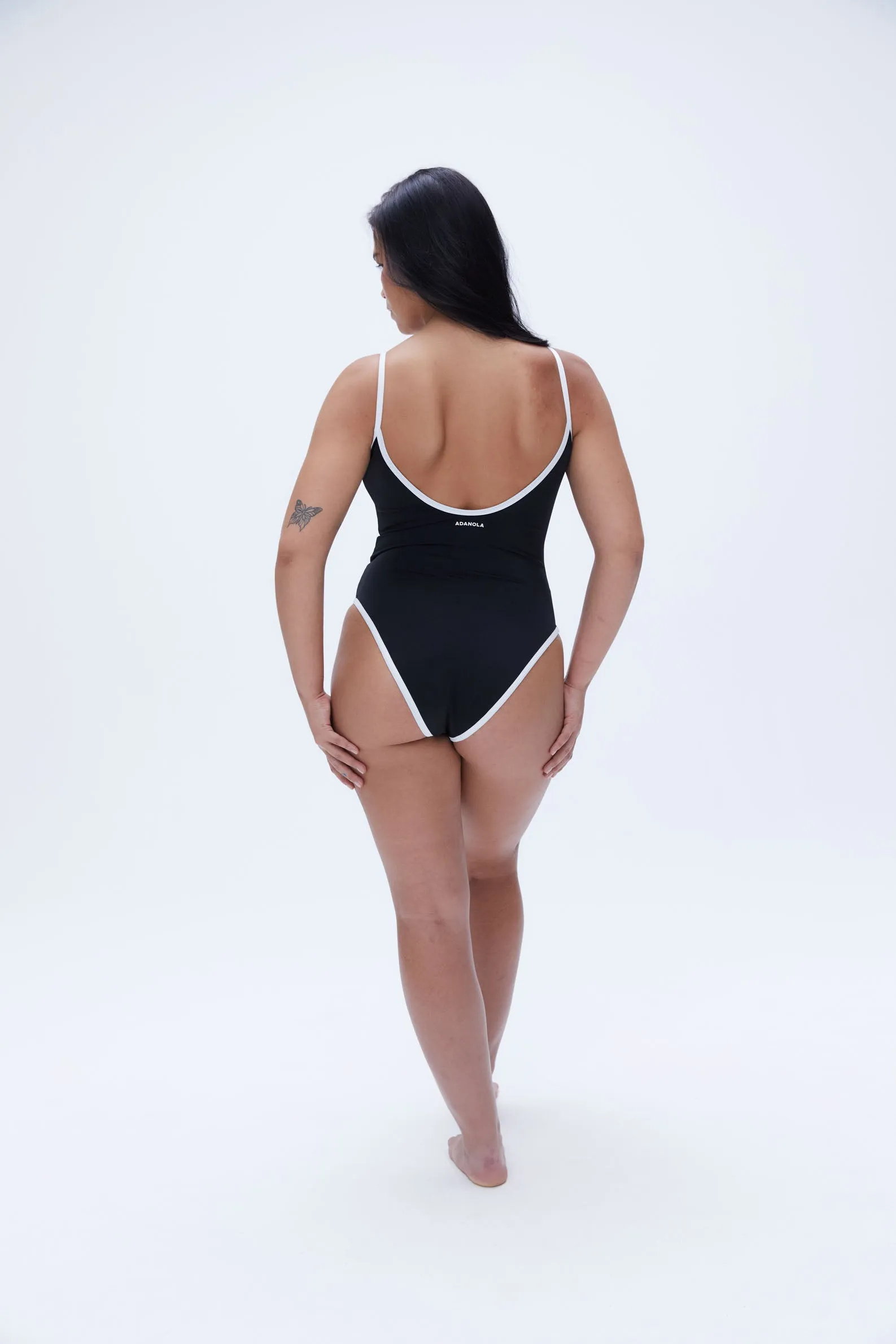 Scoop High Leg Swimsuit - Black/Cream