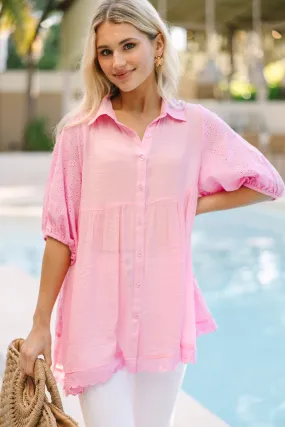 See You There Bubblegum Pink Eyelet Tunic