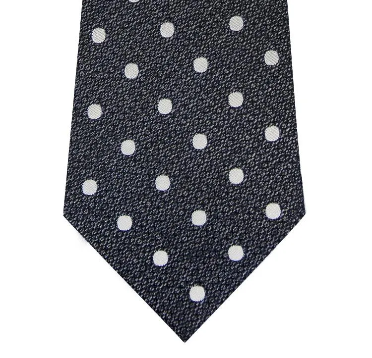 Silver and White Polka Dot Silk Tie