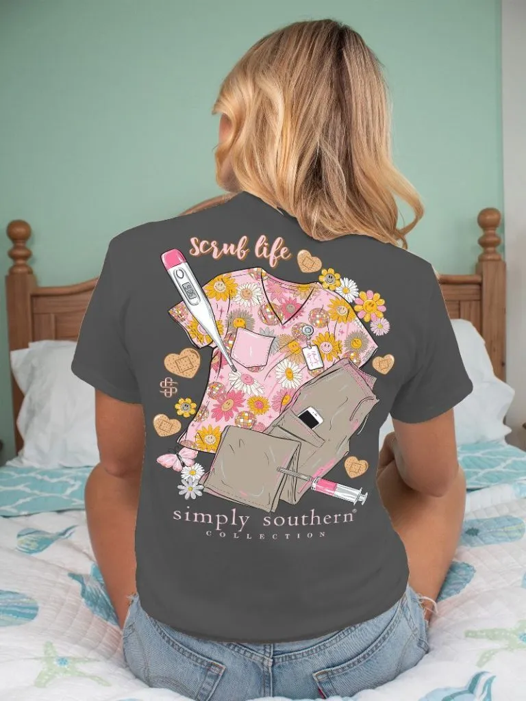 Simply Southern 'Scrub Life' Retro Floral Scrubs Tee