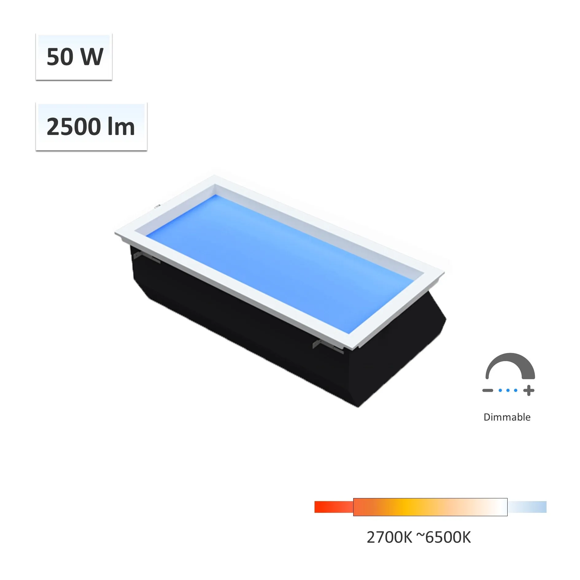 Skyline CRI 98 50W 3060 Rooflight Ceiling Light 2700K-6500K