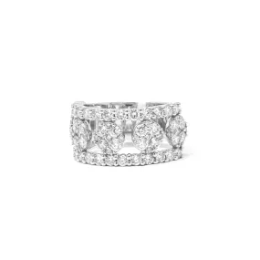 Solar Cluster Diamond Ring in 18K White Gold