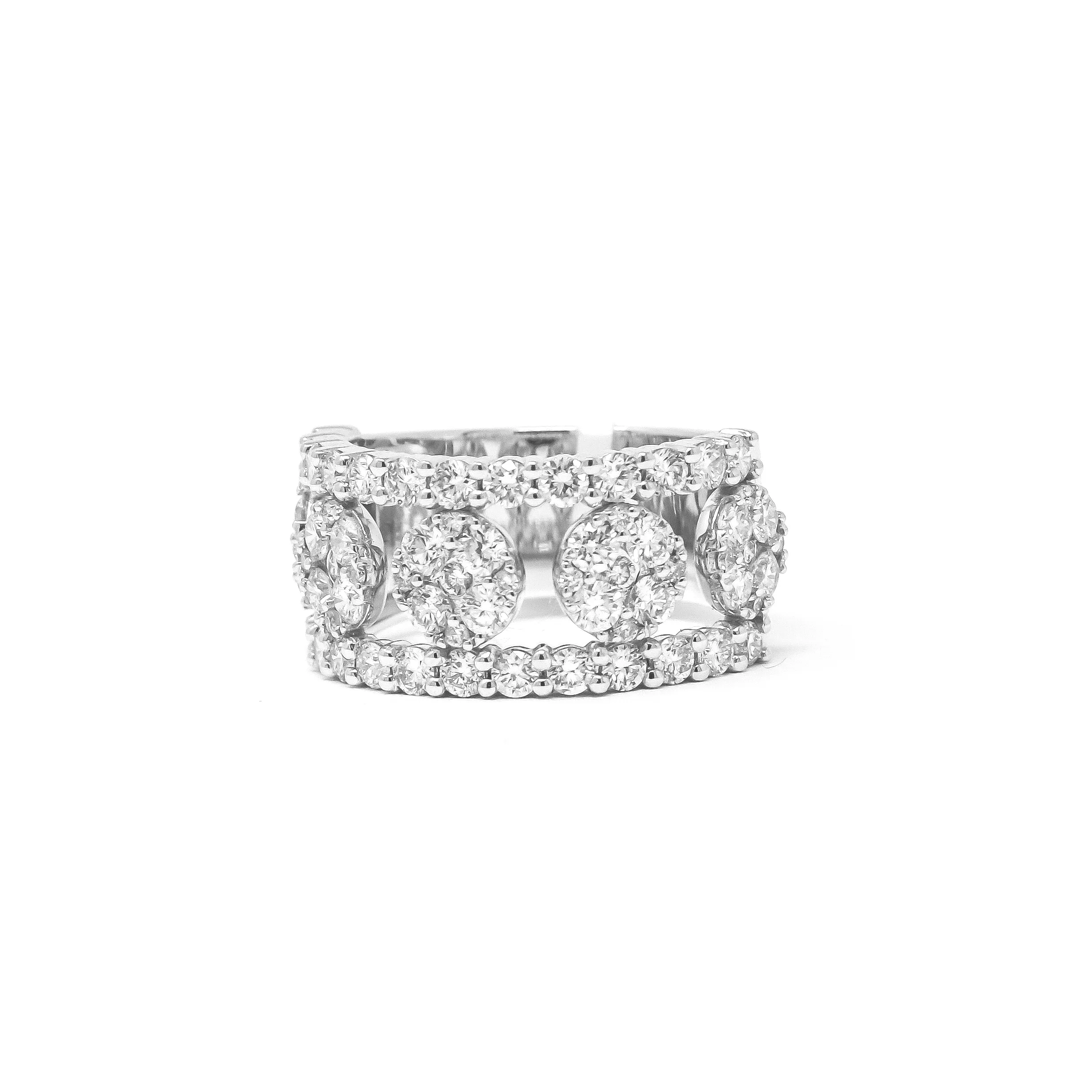 Solar Cluster Diamond Ring in 18K White Gold