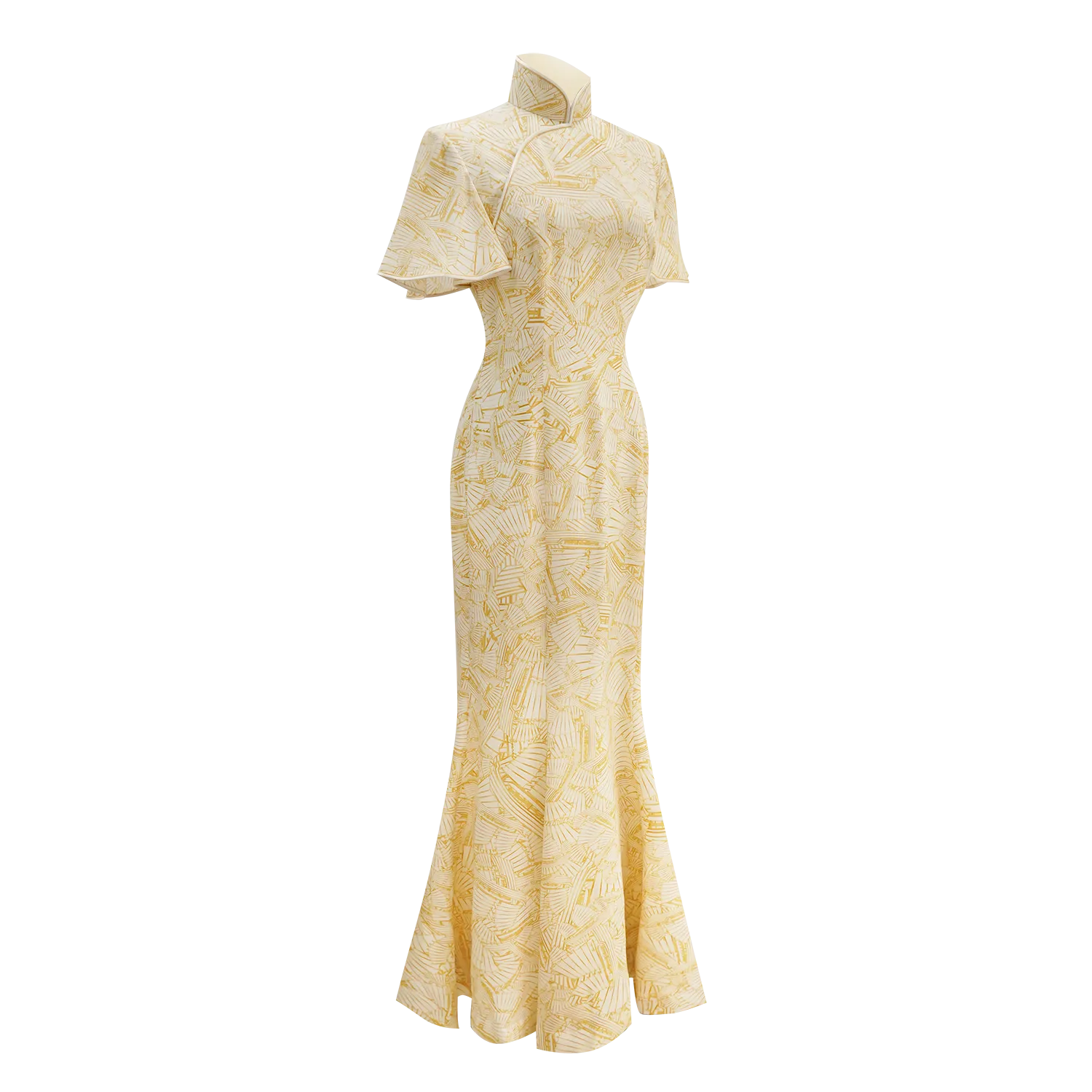 SPARKLE BY KAREN CHAN x  HK Heritage Museum【JUNK PARTY】100% Silk Cheongsam Wedding Gown  (Butterfly Sleeve / Regular Fit) (帆船) (嫁囍金紅)