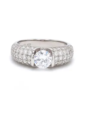 Sparkly 3 Carat Solitaire Band Ring