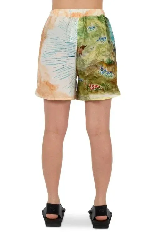 Split Pattern Silk Shorts