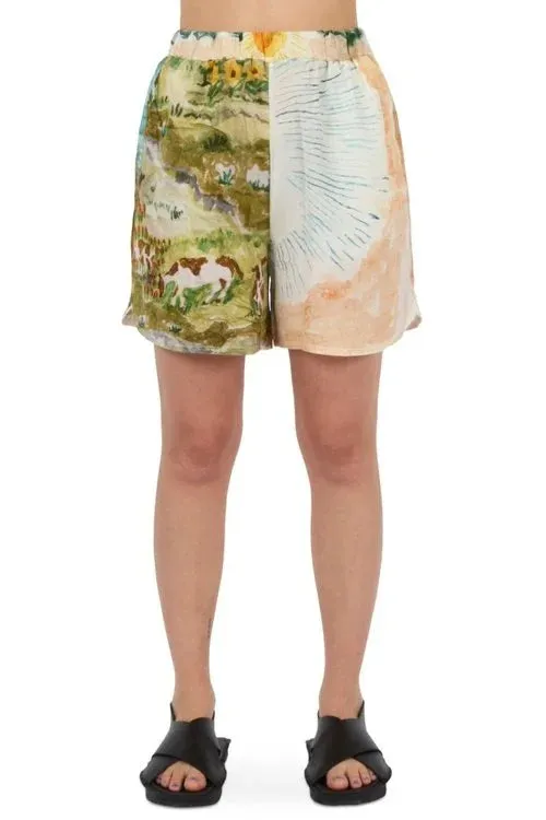 Split Pattern Silk Shorts