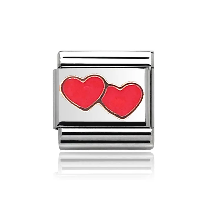 Stainless Steel Double Hearts Nomination Style Link