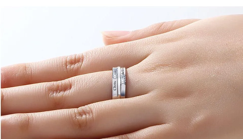 Sterling Silver 2 Custom Engraved Names Ring