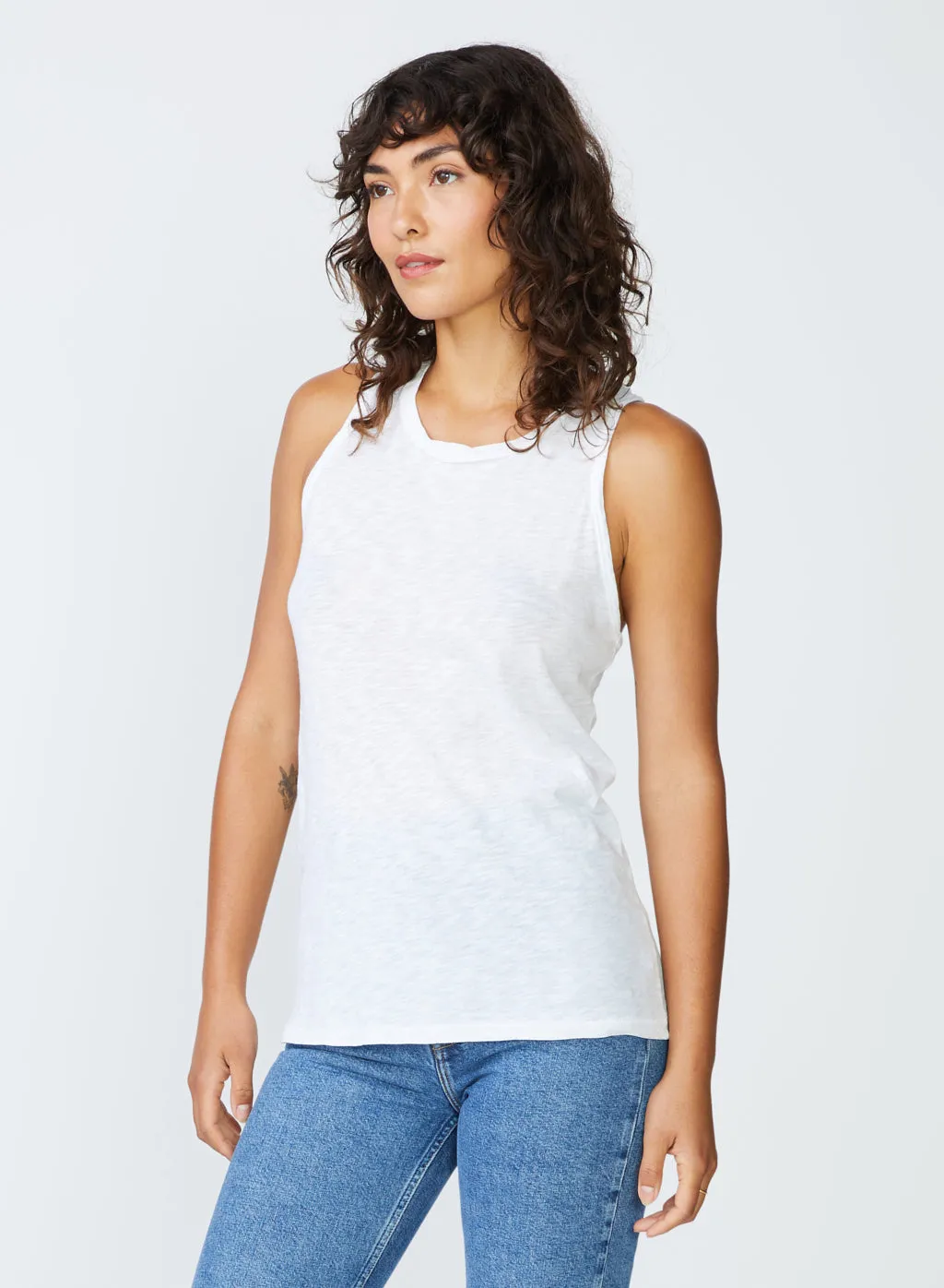 Supima Slub Jersey Racerback Tank Top in White