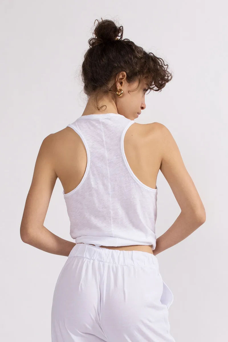 Supima Slub Jersey Racerback Tank Top in White