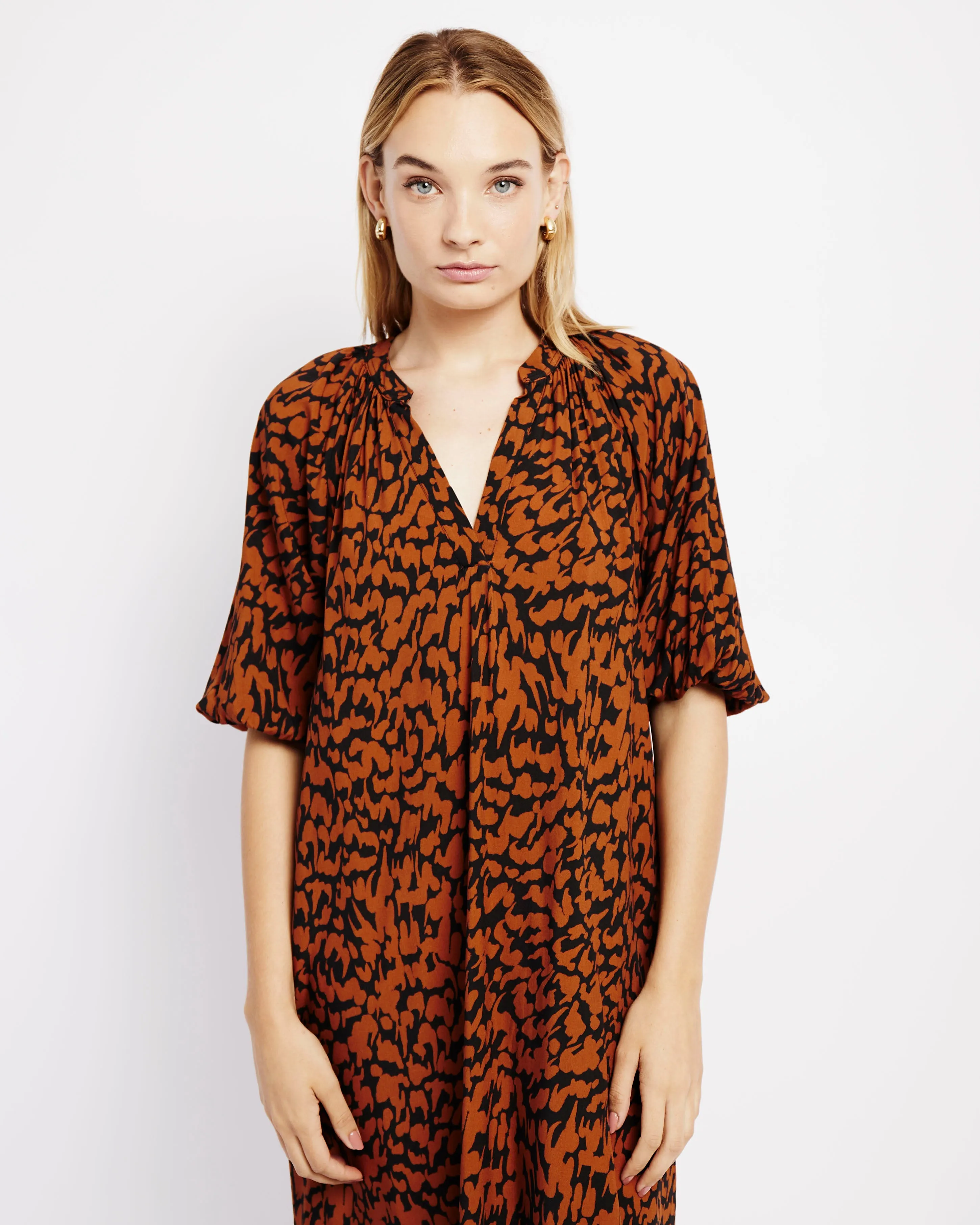 The Easy Tunic Dress in Chestnut Animal