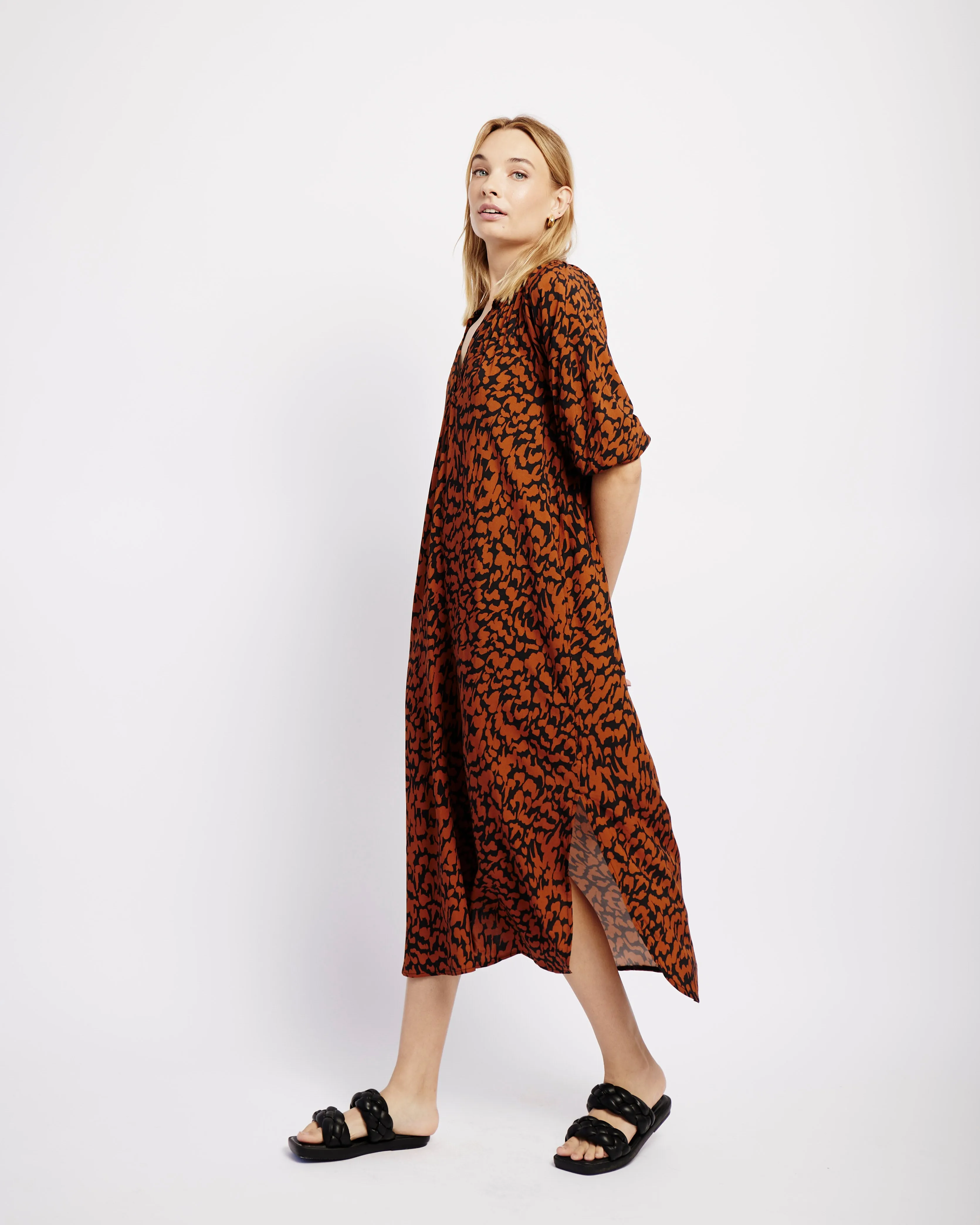 The Easy Tunic Dress in Chestnut Animal