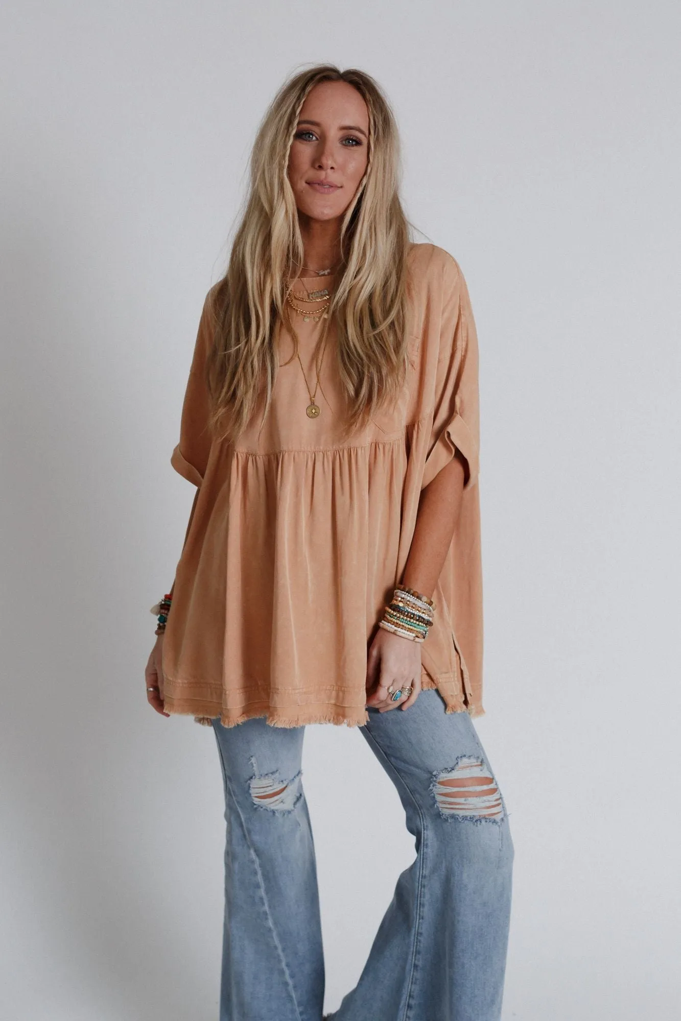 The Good Life Oversized Top - Peach