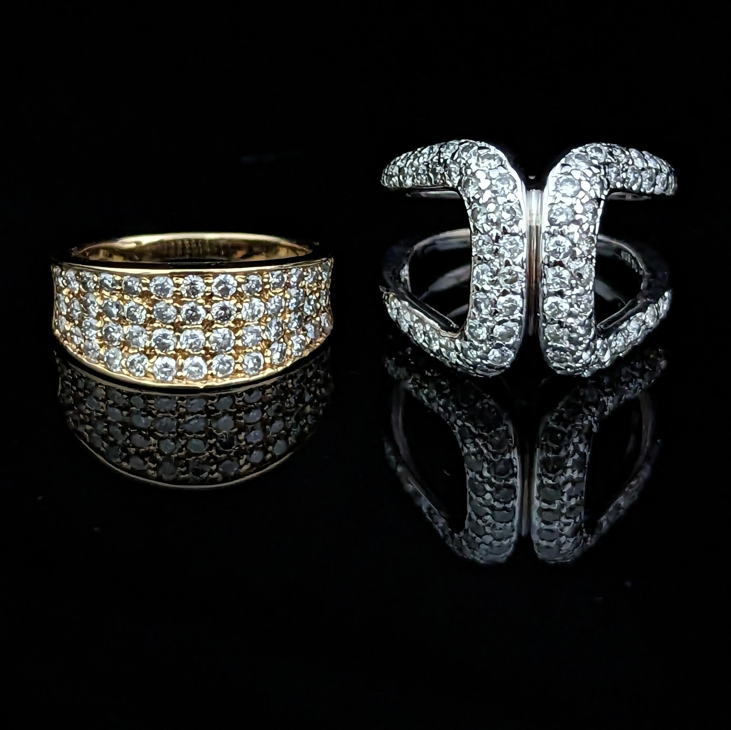 The Nutley - Estate Diamond 14k Gold Cocktail Ring Set