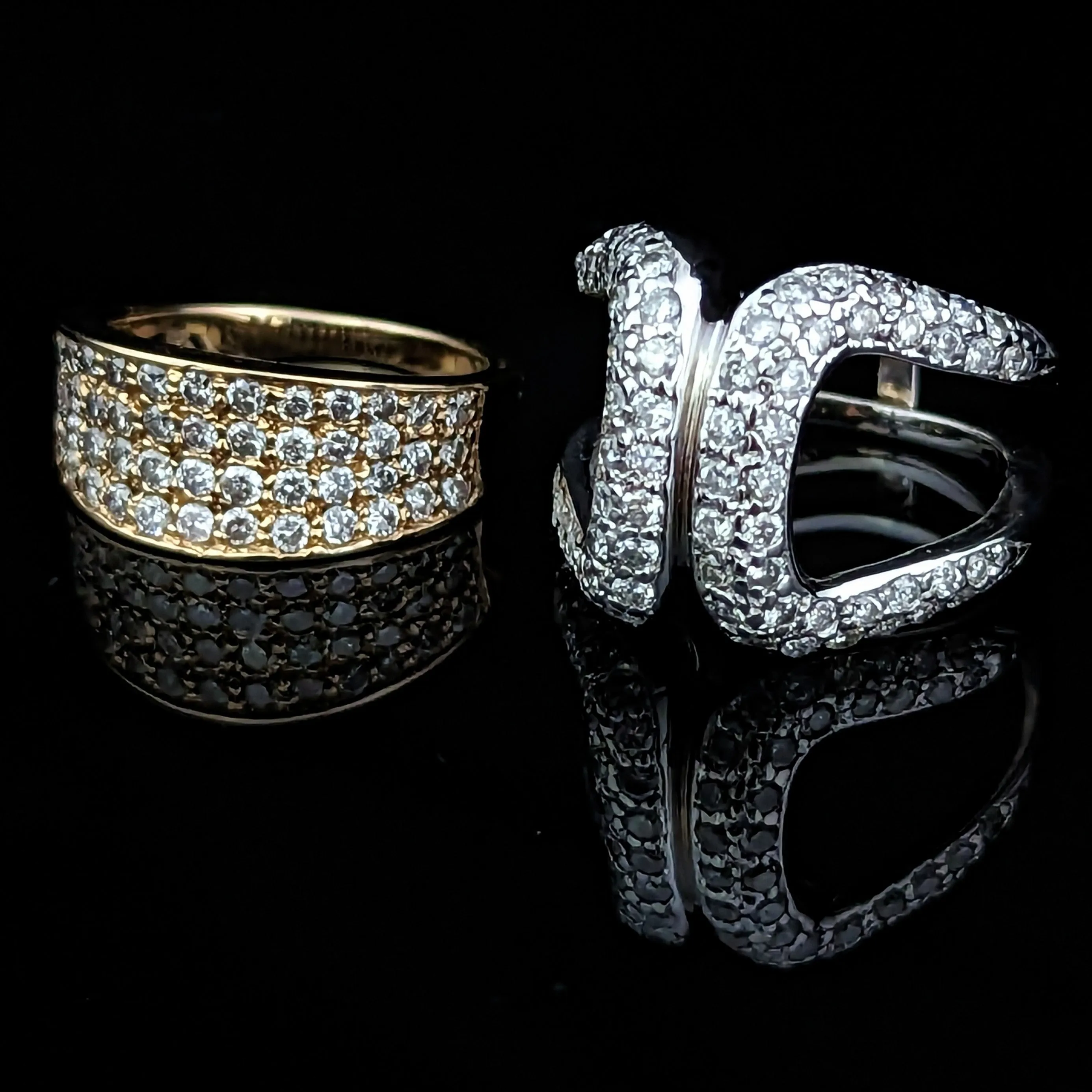 The Nutley - Estate Diamond 14k Gold Cocktail Ring Set