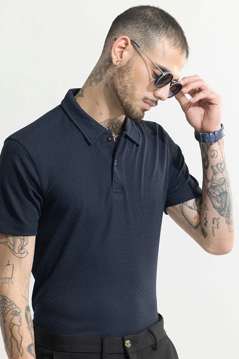 Triline Knit Navy Polo T-Shirt