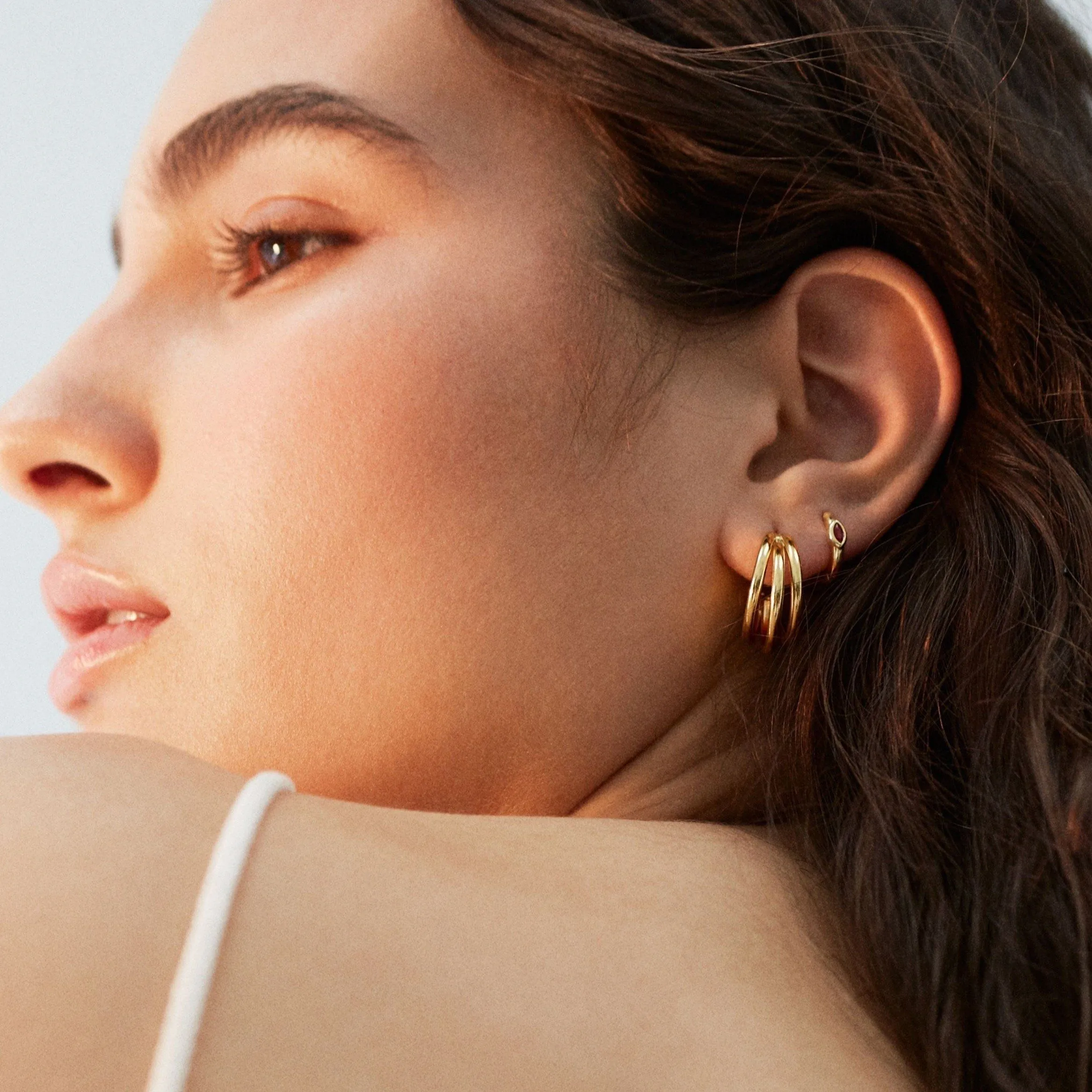 Trilogy Hoop Earrings Gold