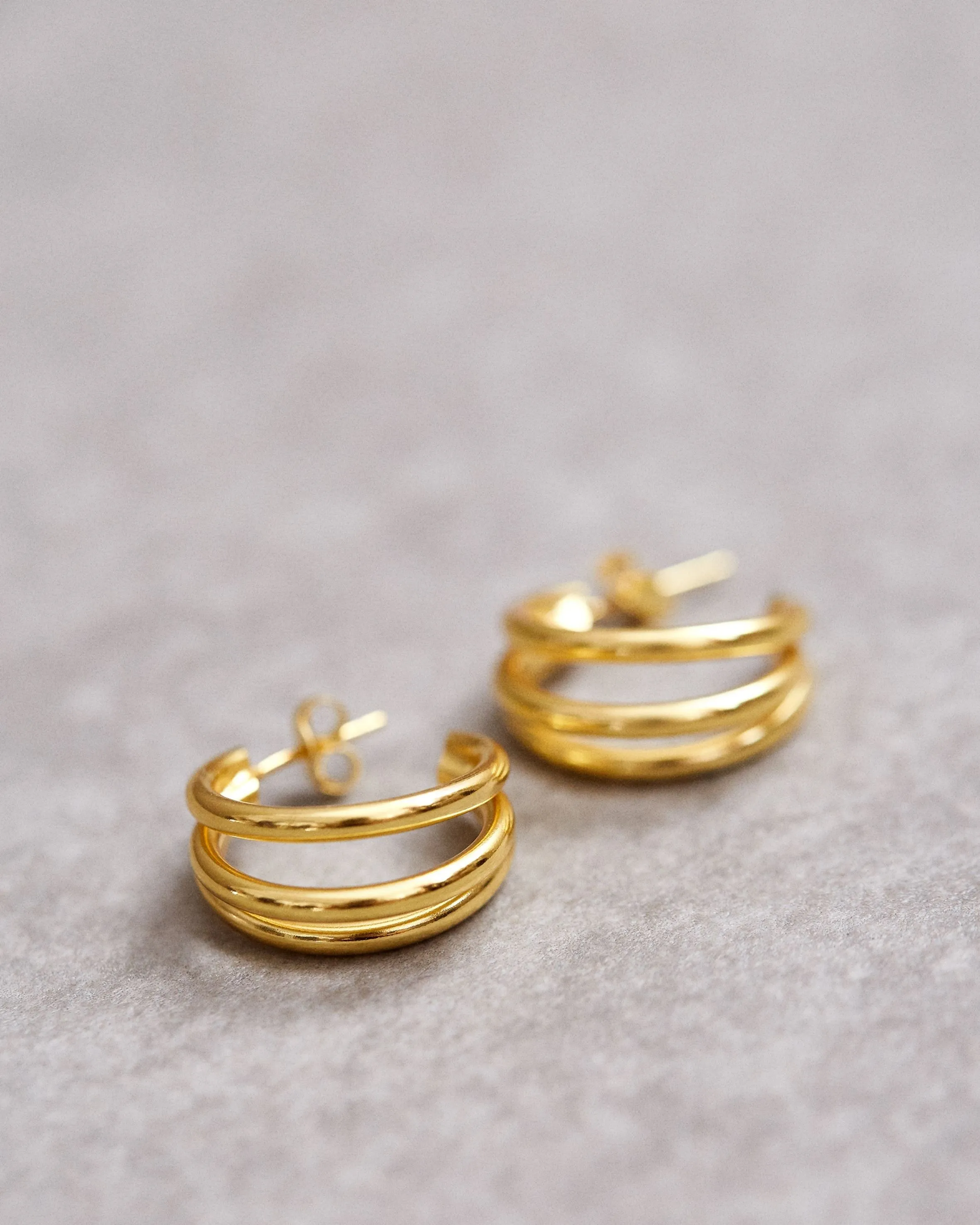 Trilogy Hoop Earrings Gold