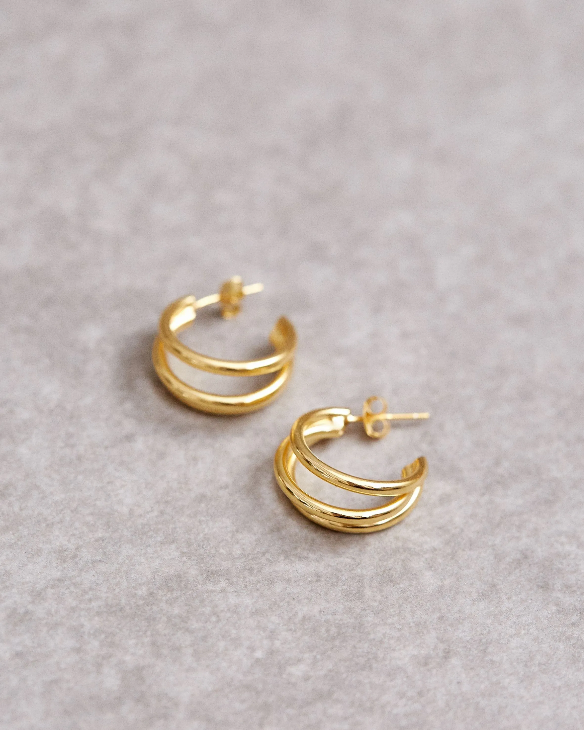 Trilogy Hoop Earrings Gold