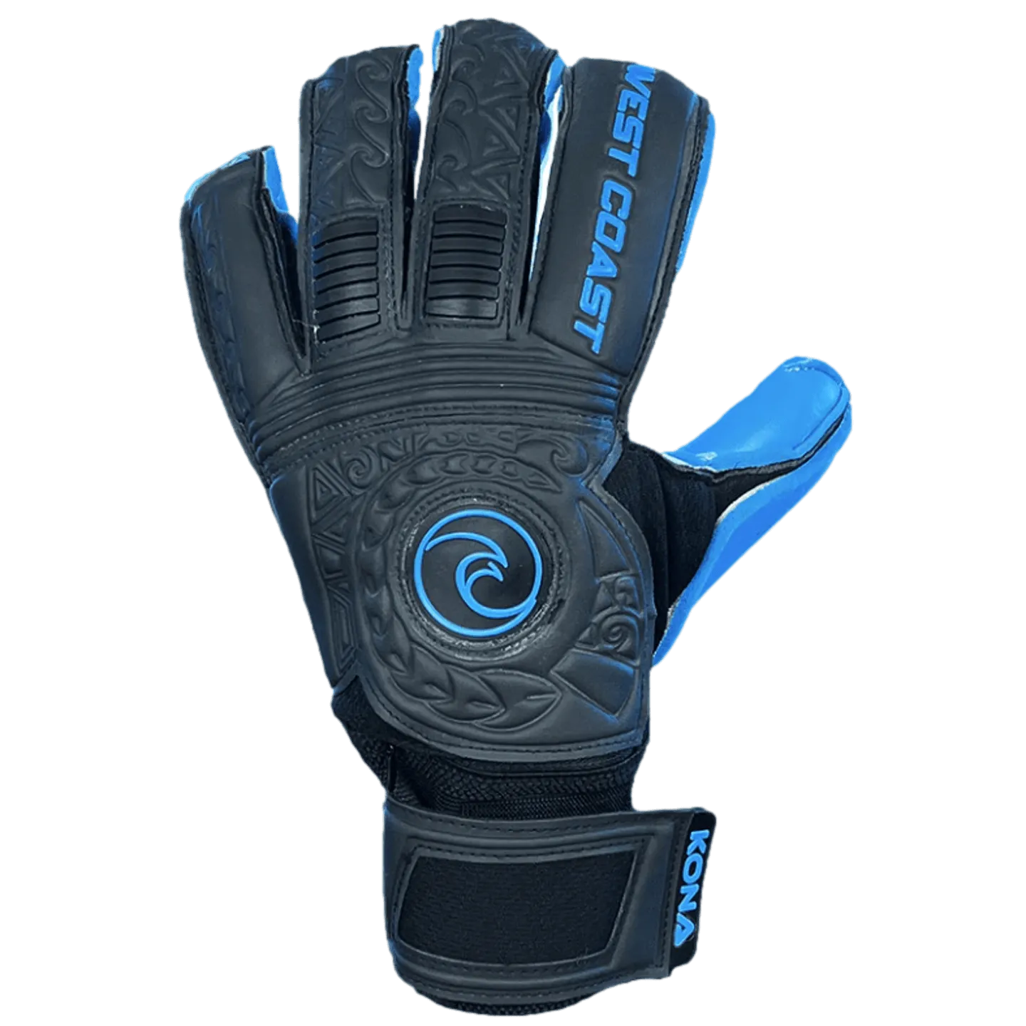 West Coast Kona Blackout Cyan Goalkeeper Gloves