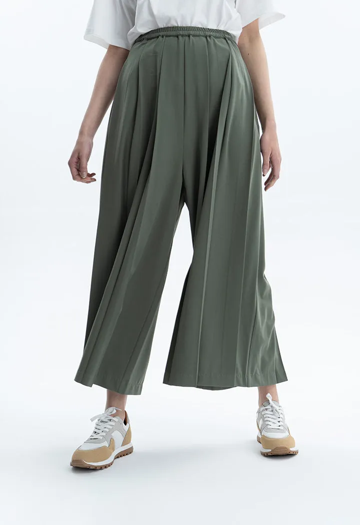 Wide Hem Fold Solid Trouser