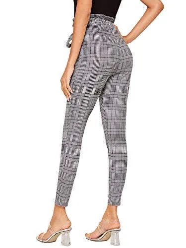 Women's Stretchy Workwear Office Skinny Pants with Belt