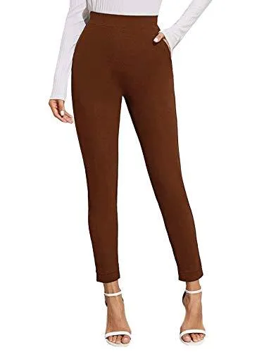 Women's Stretchy Workwear Office Skinny Pants with Belt