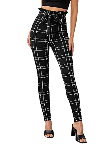 Women's Stretchy Workwear Office Skinny Pants with Belt