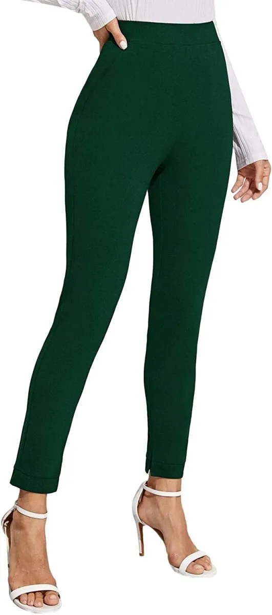 Women's Stretchy Workwear Office Skinny Pants with Belt