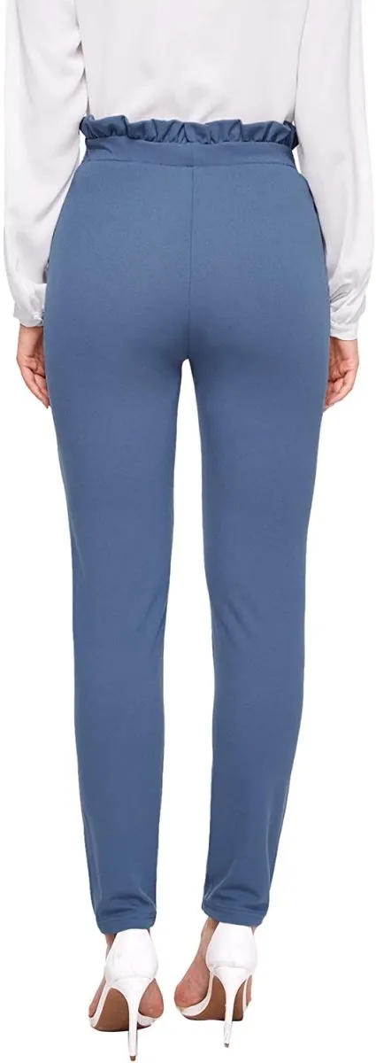 Women's Stretchy Workwear Office Skinny Pants with Belt