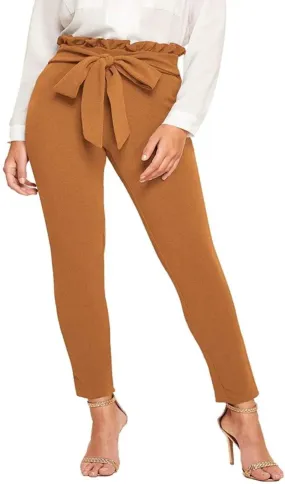 Women's Stretchy Workwear Office Skinny Pants with Belt