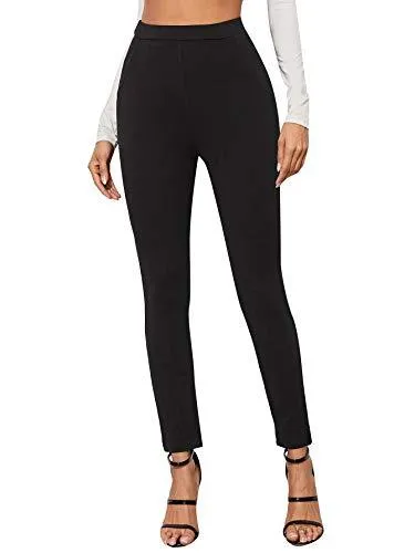 Women's Stretchy Workwear Office Skinny Pants with Belt