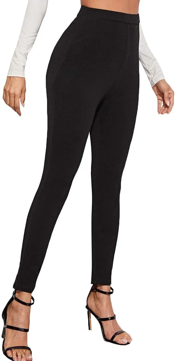 Women's Stretchy Workwear Office Skinny Pants with Belt