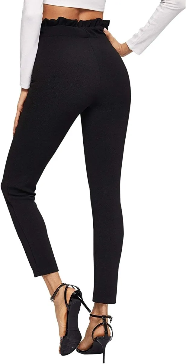 Women's Stretchy Workwear Office Skinny Pants with Belt